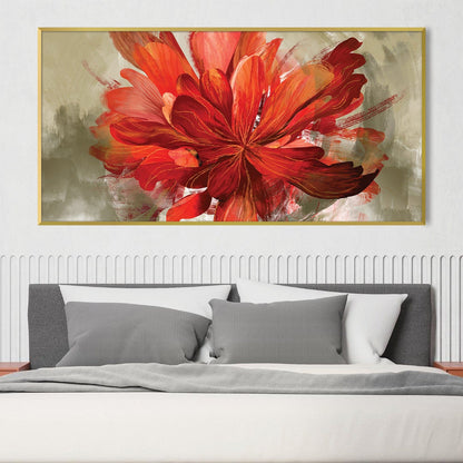 Vibrant Red Floral Abstract Oil Painting for Modern Home Decor