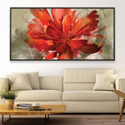 Vibrant Red Floral Abstract Oil Painting for Modern Home Decor