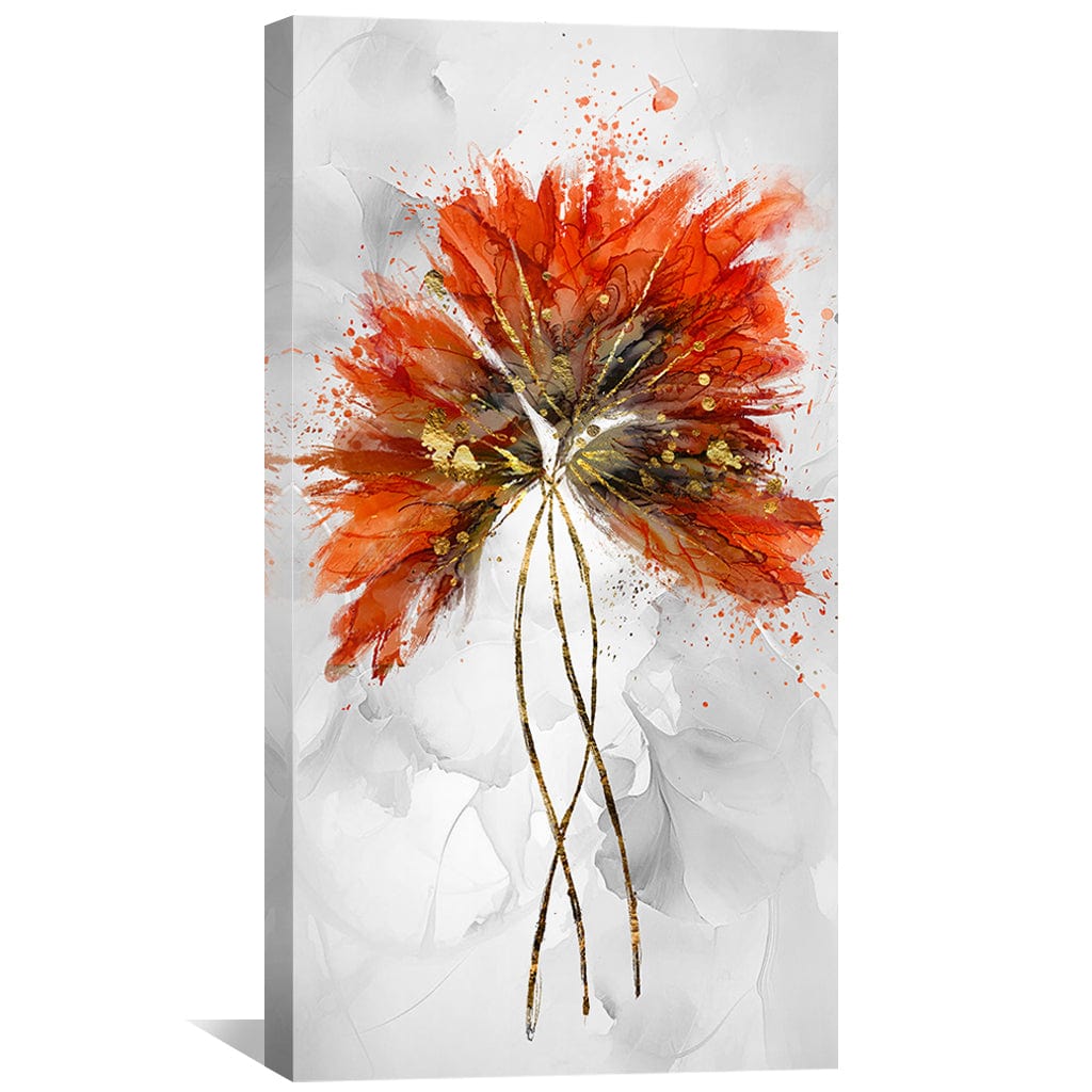 Vibrant Red Floral Abstract Oil Painting for Home Décor and Art Lovers