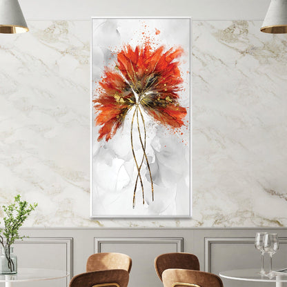 Vibrant Red Floral Abstract Oil Painting for Home Décor and Art Lovers