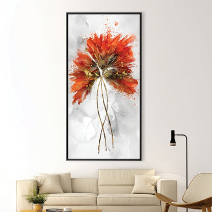 Vibrant Red Floral Abstract Oil Painting for Home Décor and Art Lovers