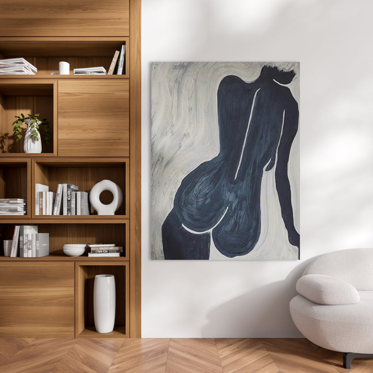 Abstract Silhouette: Modern Oil Painting of a Curvaceous Figure