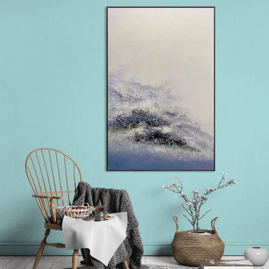 Ethereal Ocean Waves - Serene Abstract Oil Painting for Tranquil Home Décor