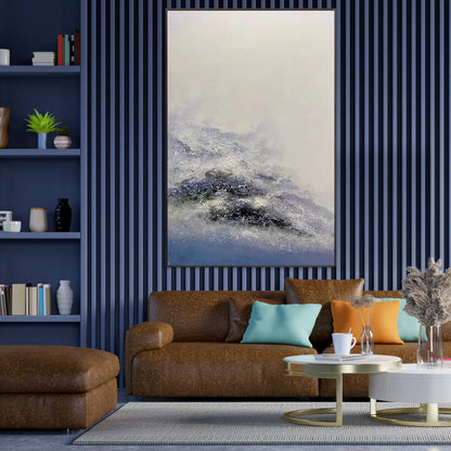 Ethereal Ocean Waves - Serene Abstract Oil Painting for Tranquil Home Décor