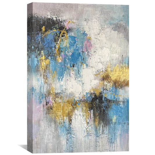 Abstract Blue and Gold Emotion Oil Painting for Modern Home Décor