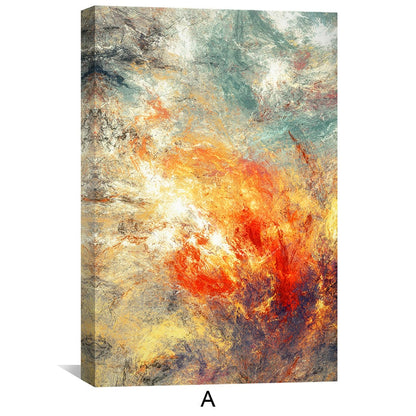 Vibrant Abstract Oil Painting in Fiery Hues for Modern Home Decor