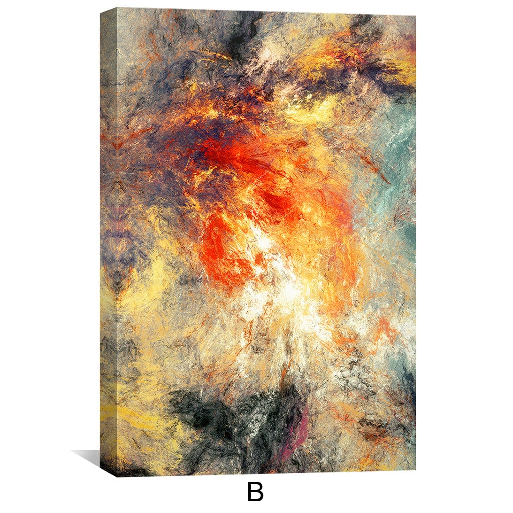 Vibrant Abstract Oil Painting in Fiery Hues for Modern Home Decor