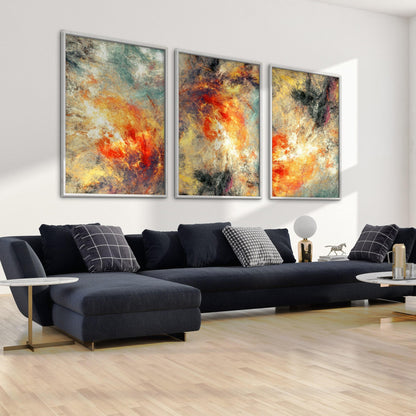 Vibrant Abstract Oil Painting in Fiery Hues for Modern Home Decor