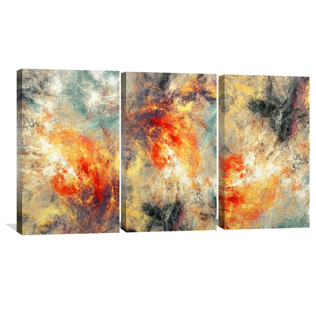 Vibrant Abstract Oil Painting in Fiery Hues for Modern Home Decor