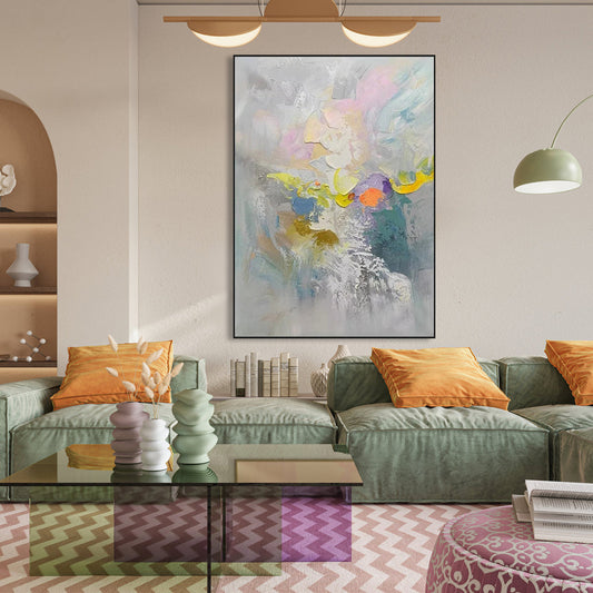 Abstract Kaleidoscope in Soft Pastels – Vibrant Oil Painting for Modern Spaces