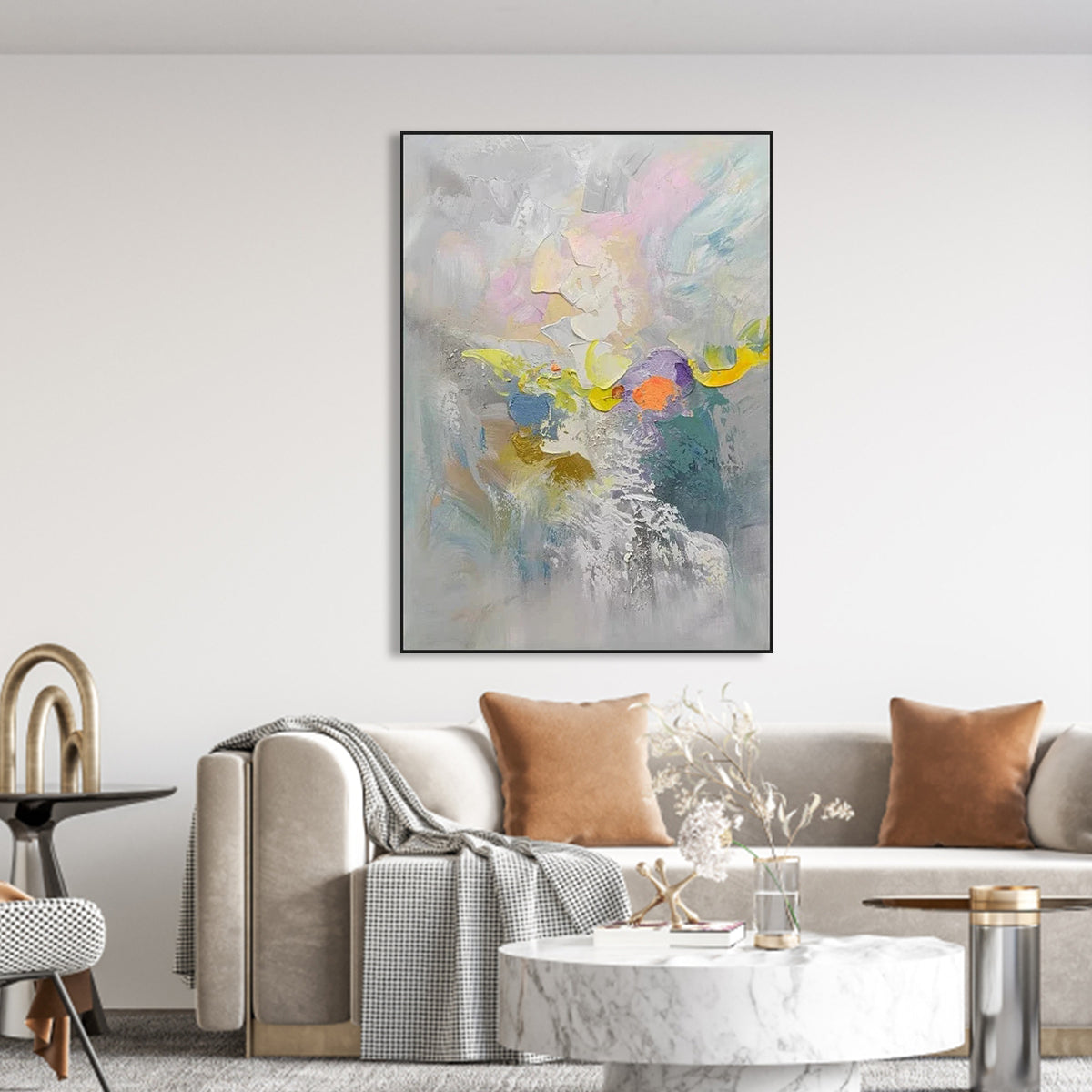 Abstract Kaleidoscope in Soft Pastels – Vibrant Oil Painting for Modern Spaces