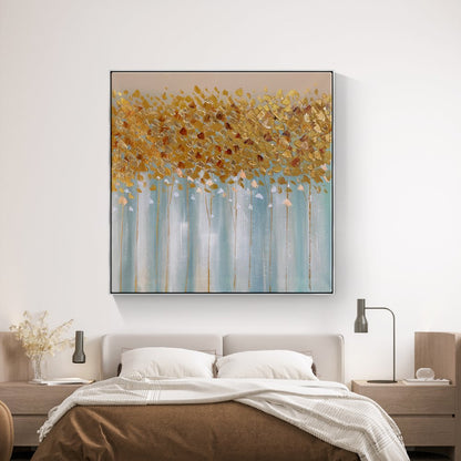 Golden Floral Bliss: Elegant Oil Painting for Modern Home Decor