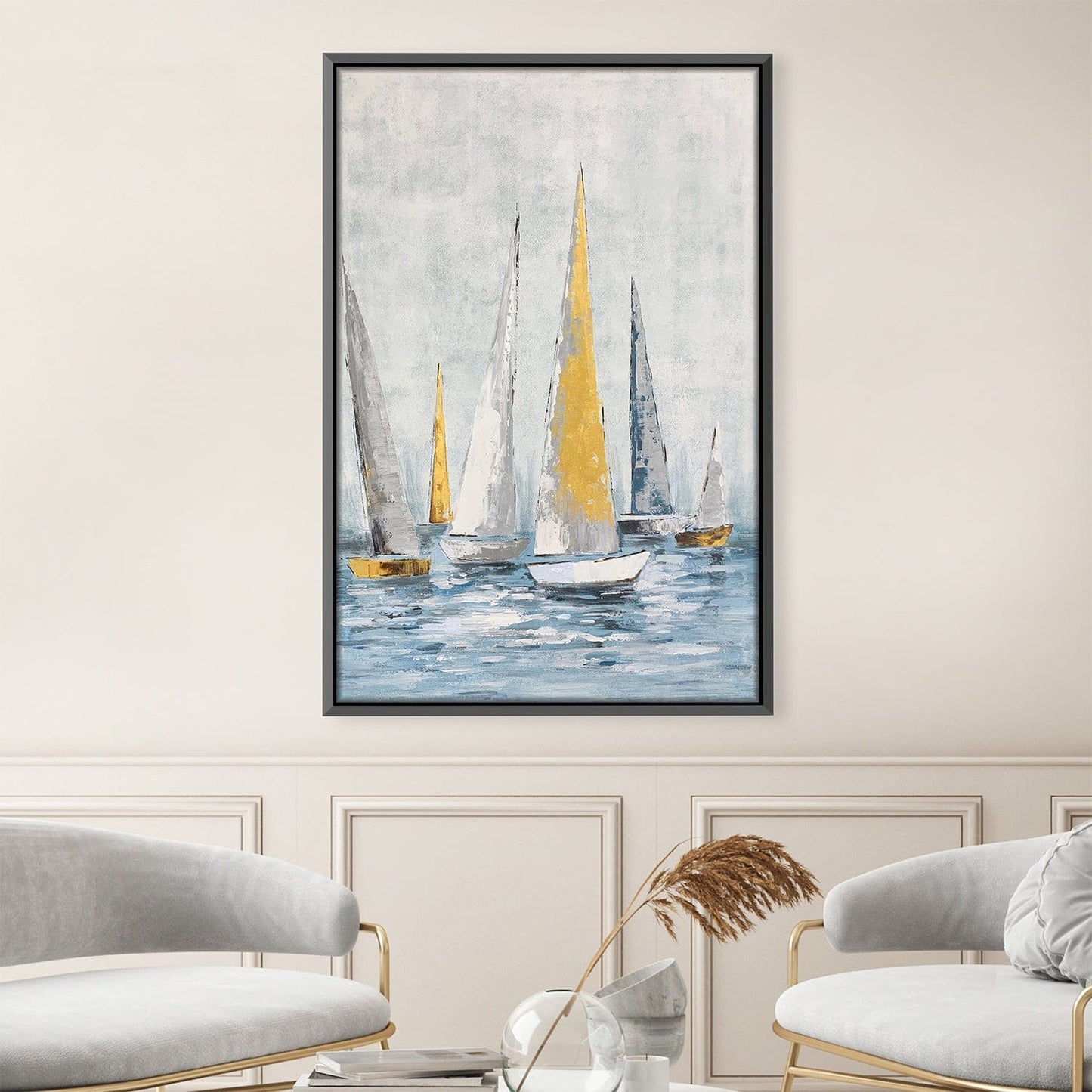 Serene Sailing Vessels Oil Painting - Coastal Marine Art for Home Decor