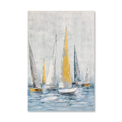 Serene Sailing Vessels Oil Painting - Coastal Marine Art for Home Decor