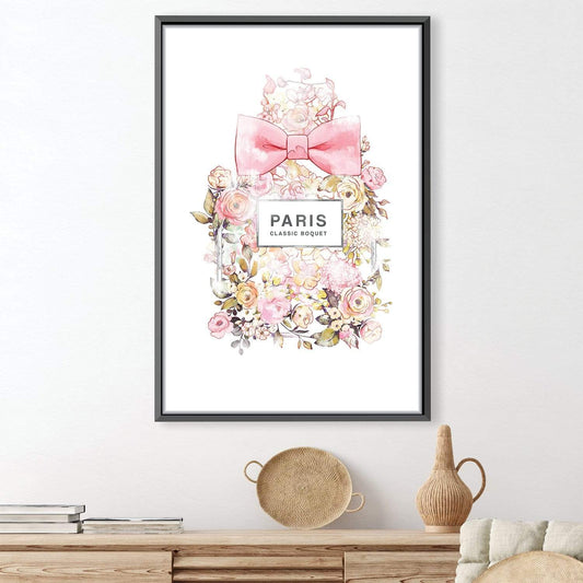 Elegant Floral Perfume Bottle Oil Painting for Chic Home Decor
