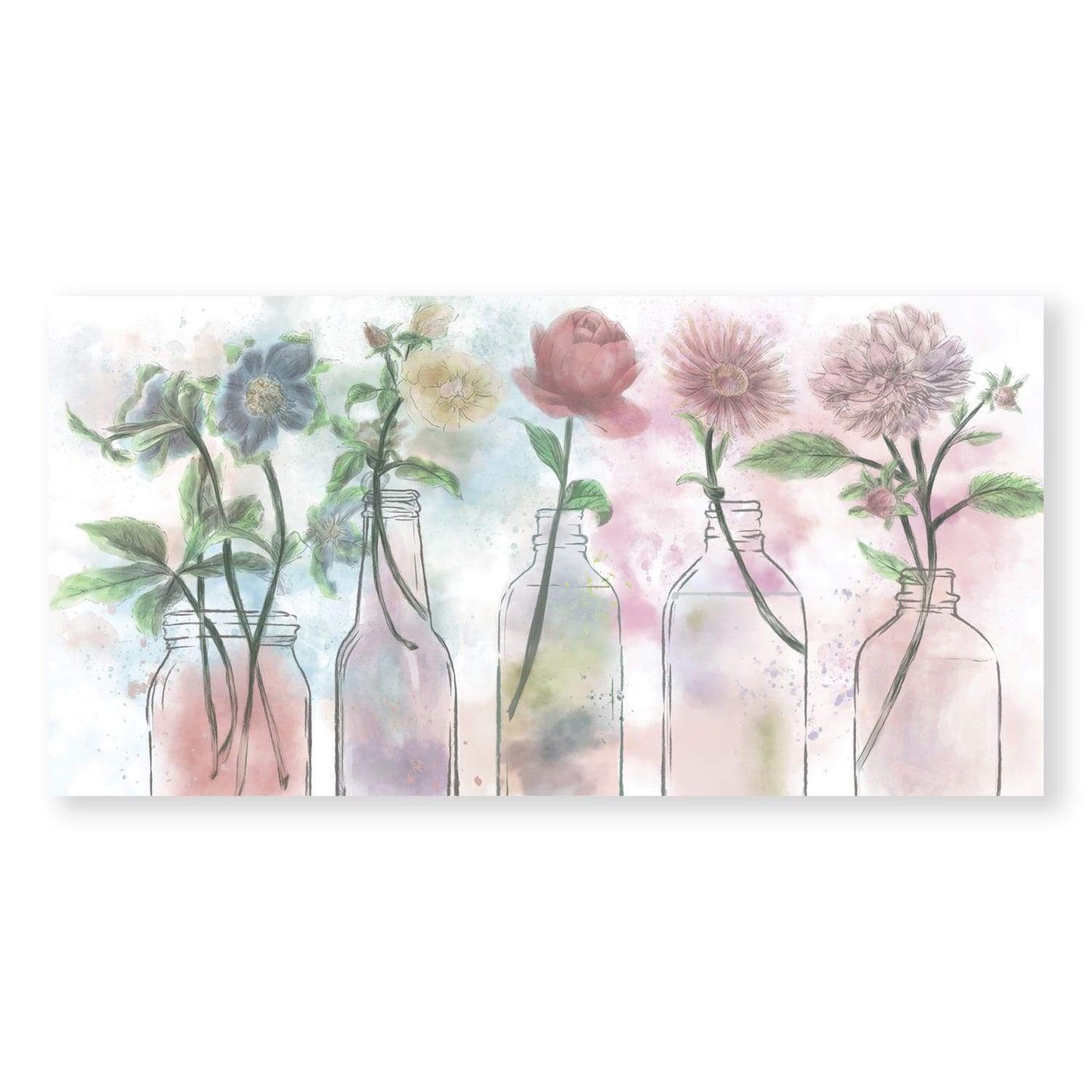 Charming Floral Bottles Oil Painting for Elegant Home Decor