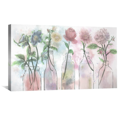 Charming Floral Bottles Oil Painting for Elegant Home Decor