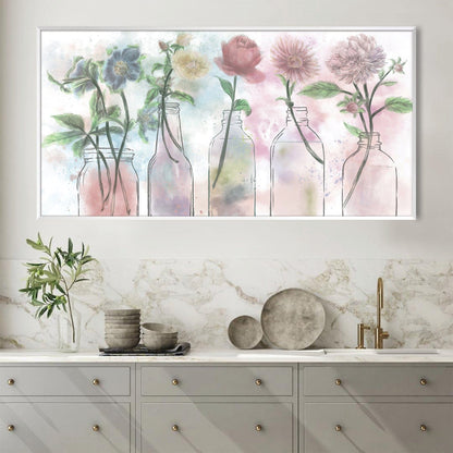 Charming Floral Bottles Oil Painting for Elegant Home Decor