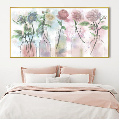 Charming Floral Bottles Oil Painting for Elegant Home Decor