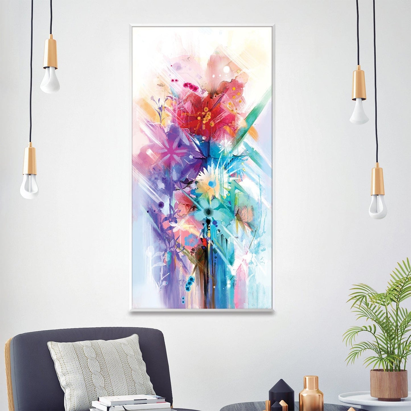 Vibrant Abstract Floral Oil Painting for Home Décor and Art Lovers