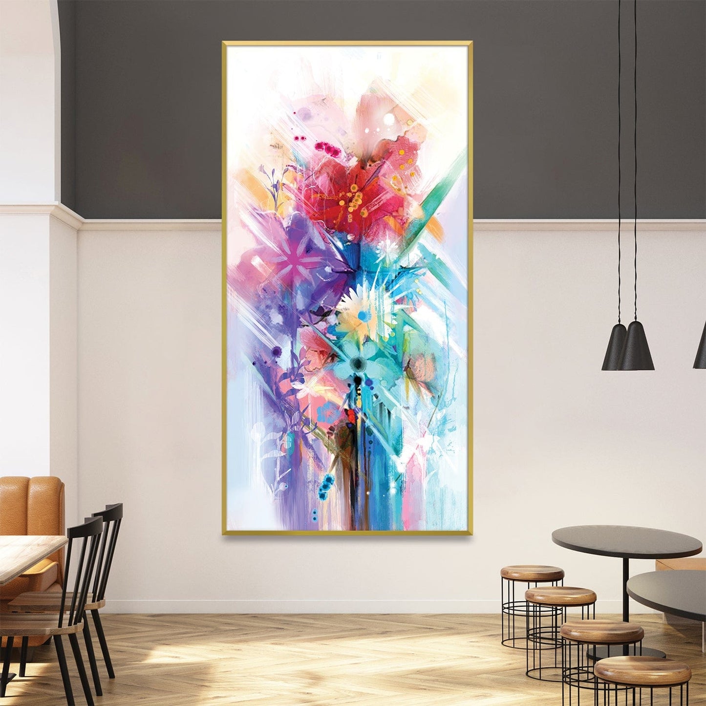 Vibrant Abstract Floral Oil Painting for Home Décor and Art Lovers
