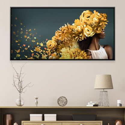 Vibrant Floral Woman Oil Painting for Elegant Home Decor