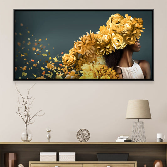 Vibrant Floral Woman Oil Painting for Elegant Home Decor