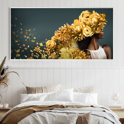 Vibrant Floral Woman Oil Painting for Elegant Home Decor