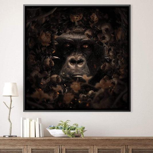 Majestic Gorilla Surrounded by Floral Elegance - Stunning Oil Painting