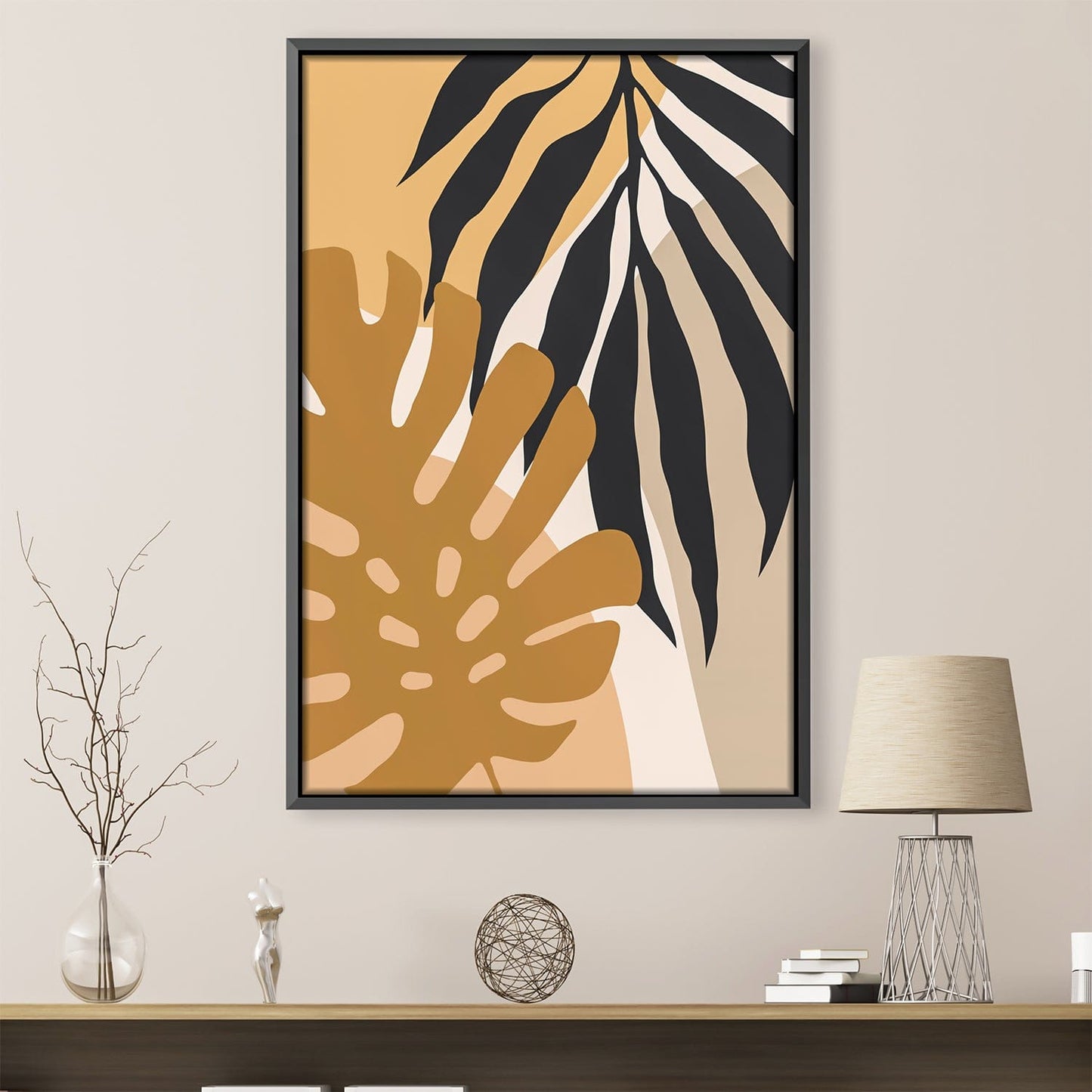 Tropical Leaves Abstract Oil Painting for Modern Home Decor