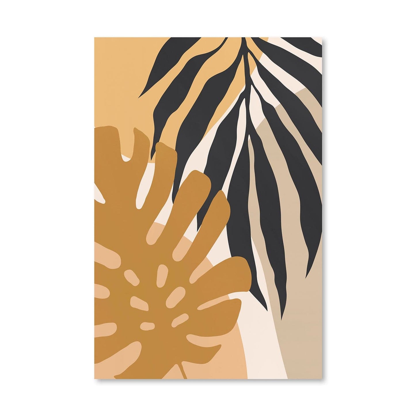 Tropical Leaves Abstract Oil Painting for Modern Home Decor