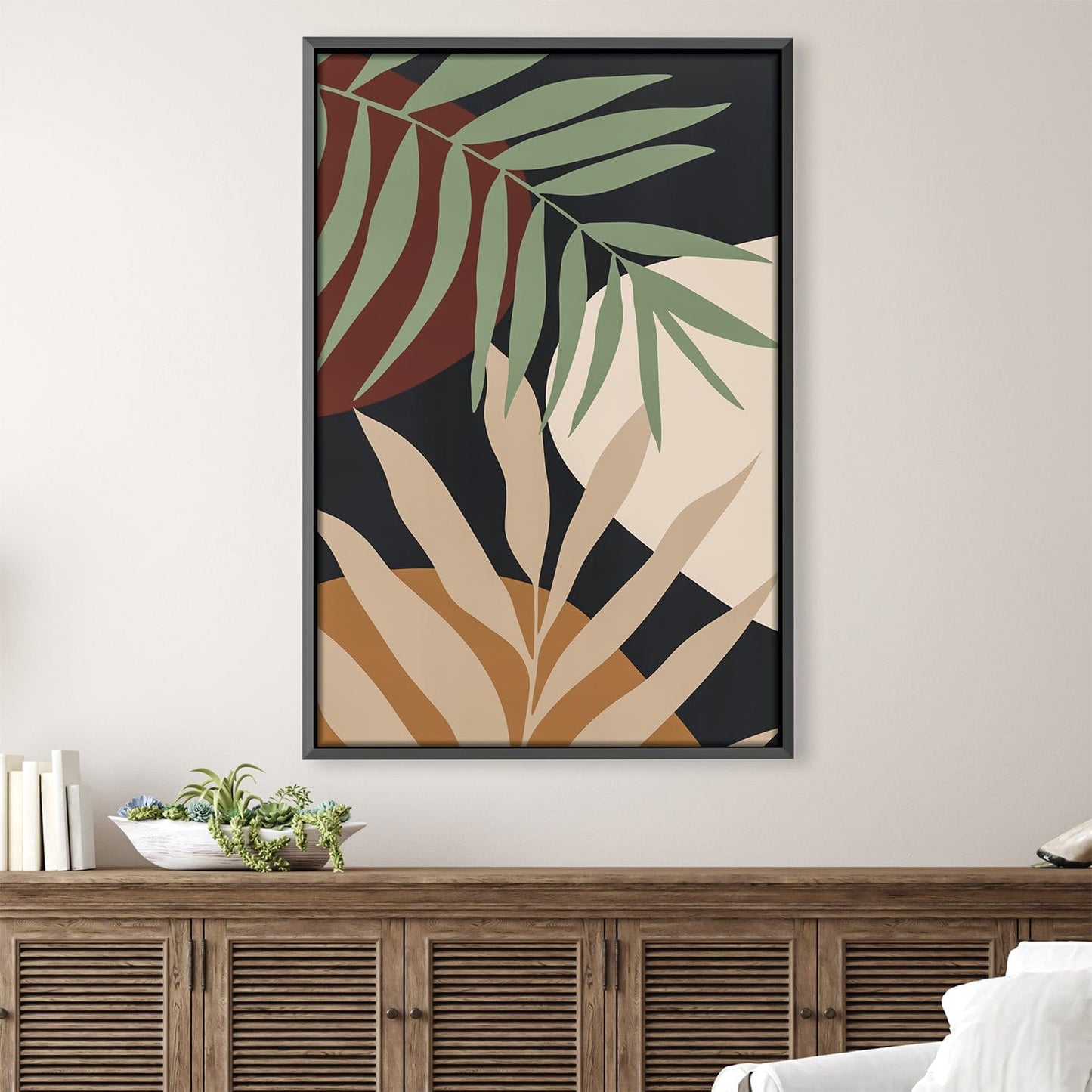 Tropical Leaves Abstract Oil Painting for Modern Home Decor