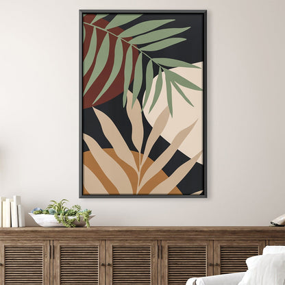 Tropical Leaves Abstract Oil Painting for Modern Home Decor