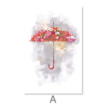 Colorful Floral Umbrellas Art Print for Vibrant Home Decor