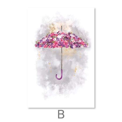 Colorful Floral Umbrellas Art Print for Vibrant Home Decor