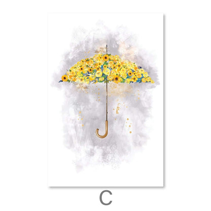 Colorful Floral Umbrellas Art Print for Vibrant Home Decor