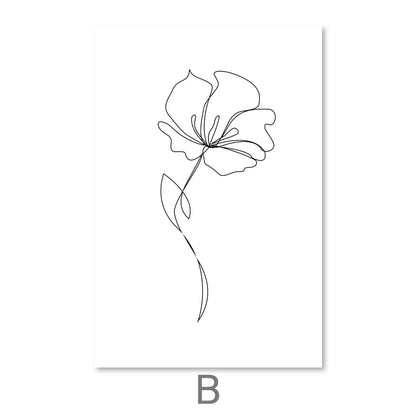 Elegant Floral Line Art Triptych for Modern Home Decor