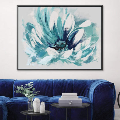 Vibrant Blue Flower Oil Painting for Modern Home Decor