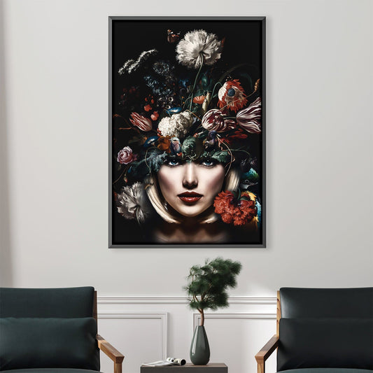 Enchanting Floral Portrait Oil Painting in Vibrant Colors