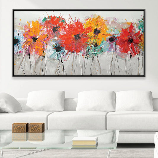 Vibrant Floral Abundance on Canvas - Colorful Oil Painting for Home Decor