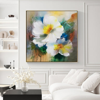 Colorful Floral Serenity - Original Oil Painting for Vibrant Home Décor