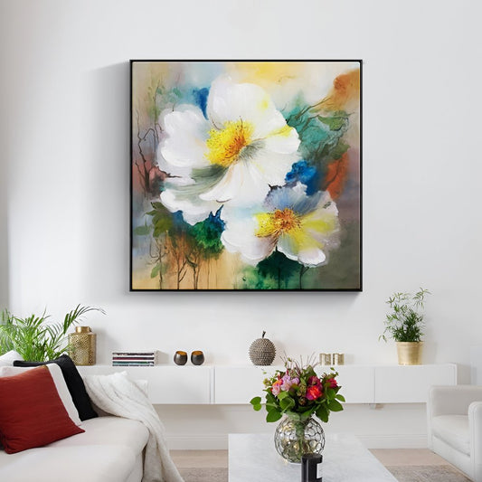 Colorful Floral Serenity - Original Oil Painting for Vibrant Home Décor