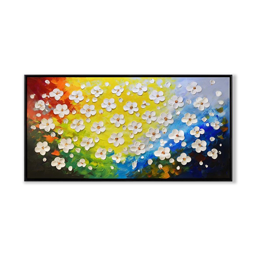 Vibrant Floral Canvas Oil Painting for Colorful Home Decor and Art Enthusiasts
