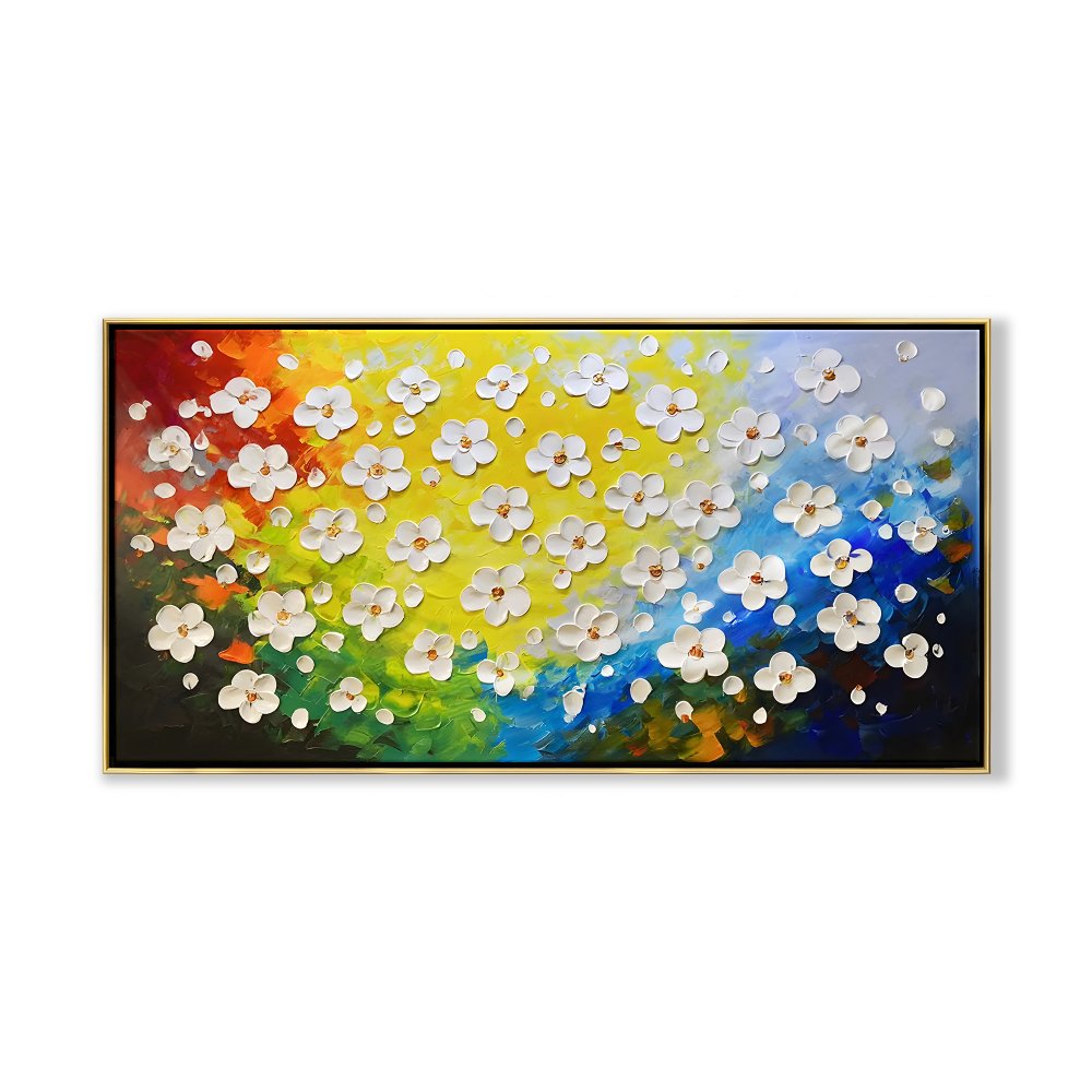 Vibrant Floral Canvas Oil Painting for Colorful Home Decor and Art Enthusiasts