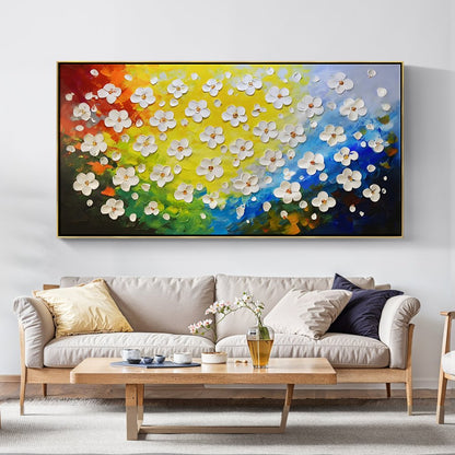 Vibrant Floral Canvas Oil Painting for Colorful Home Decor and Art Enthusiasts