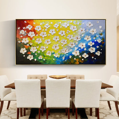 Vibrant Floral Canvas Oil Painting for Colorful Home Decor and Art Enthusiasts