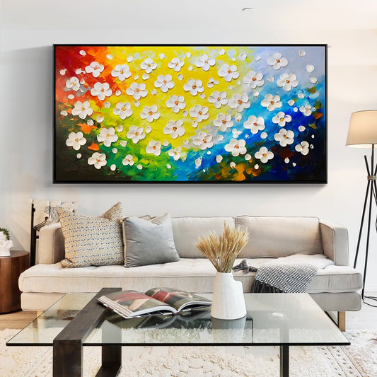 Vibrant Floral Canvas Oil Painting for Colorful Home Decor and Art Enthusiasts