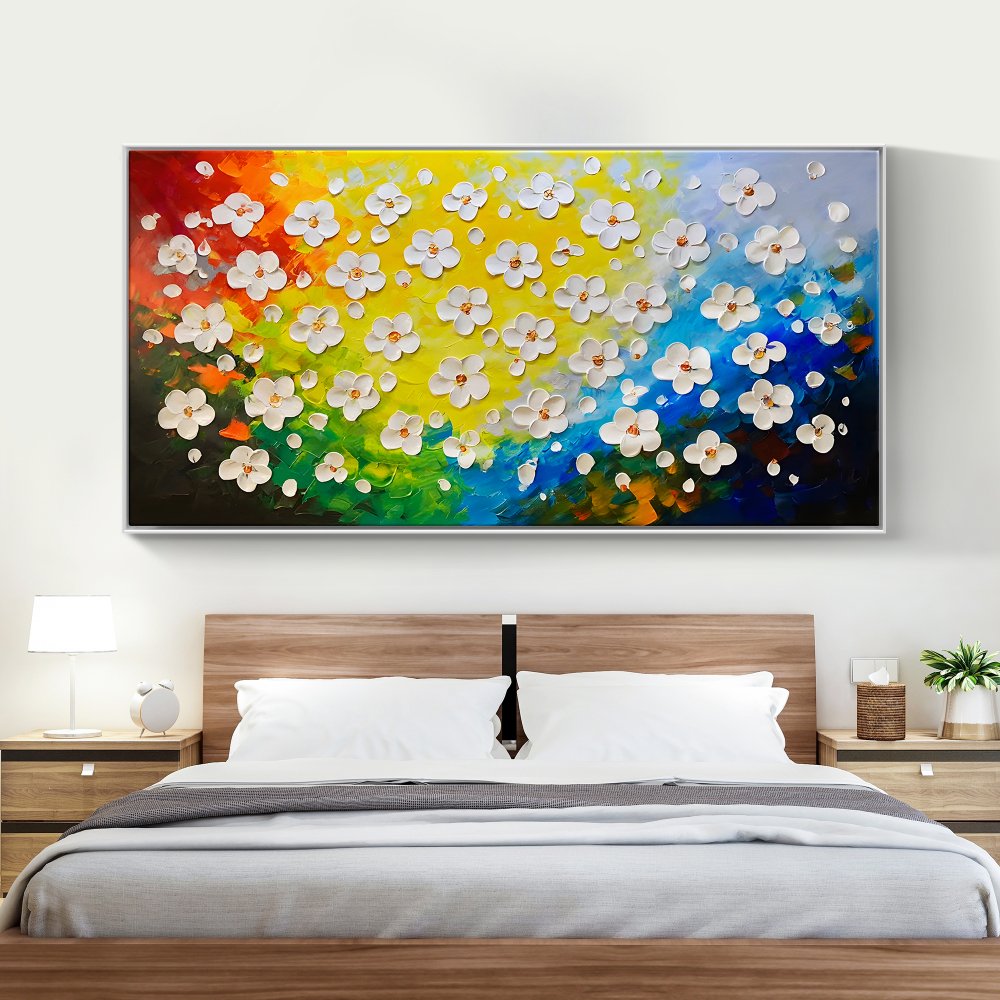 Vibrant Floral Canvas Oil Painting for Colorful Home Decor and Art Enthusiasts