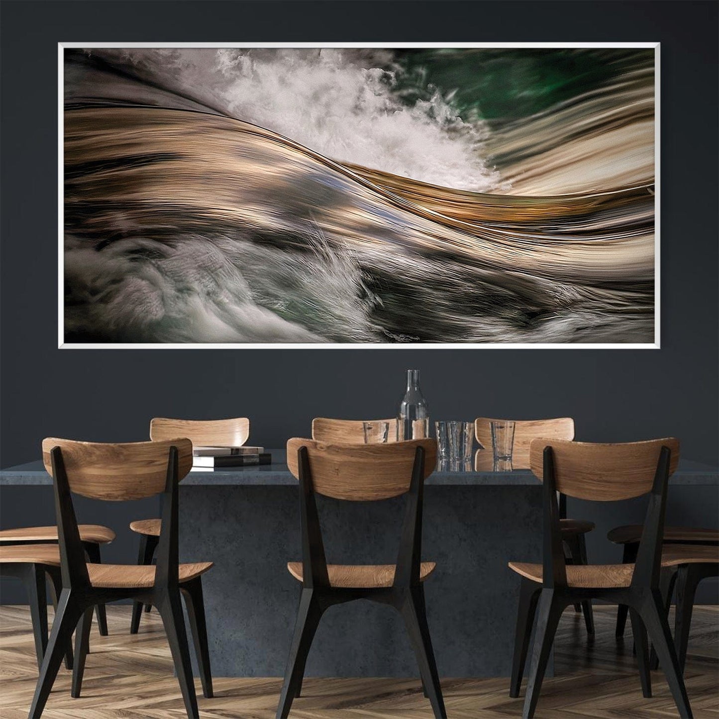 Elegant Flowing Wave Oil Painting for Modern Coastal Decor