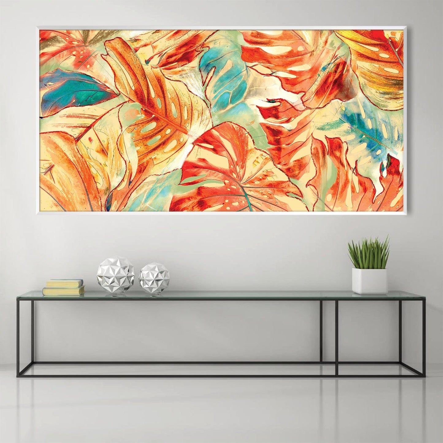 Vibrant Autumn Leaves Abstract Oil Painting for Modern Home Décor